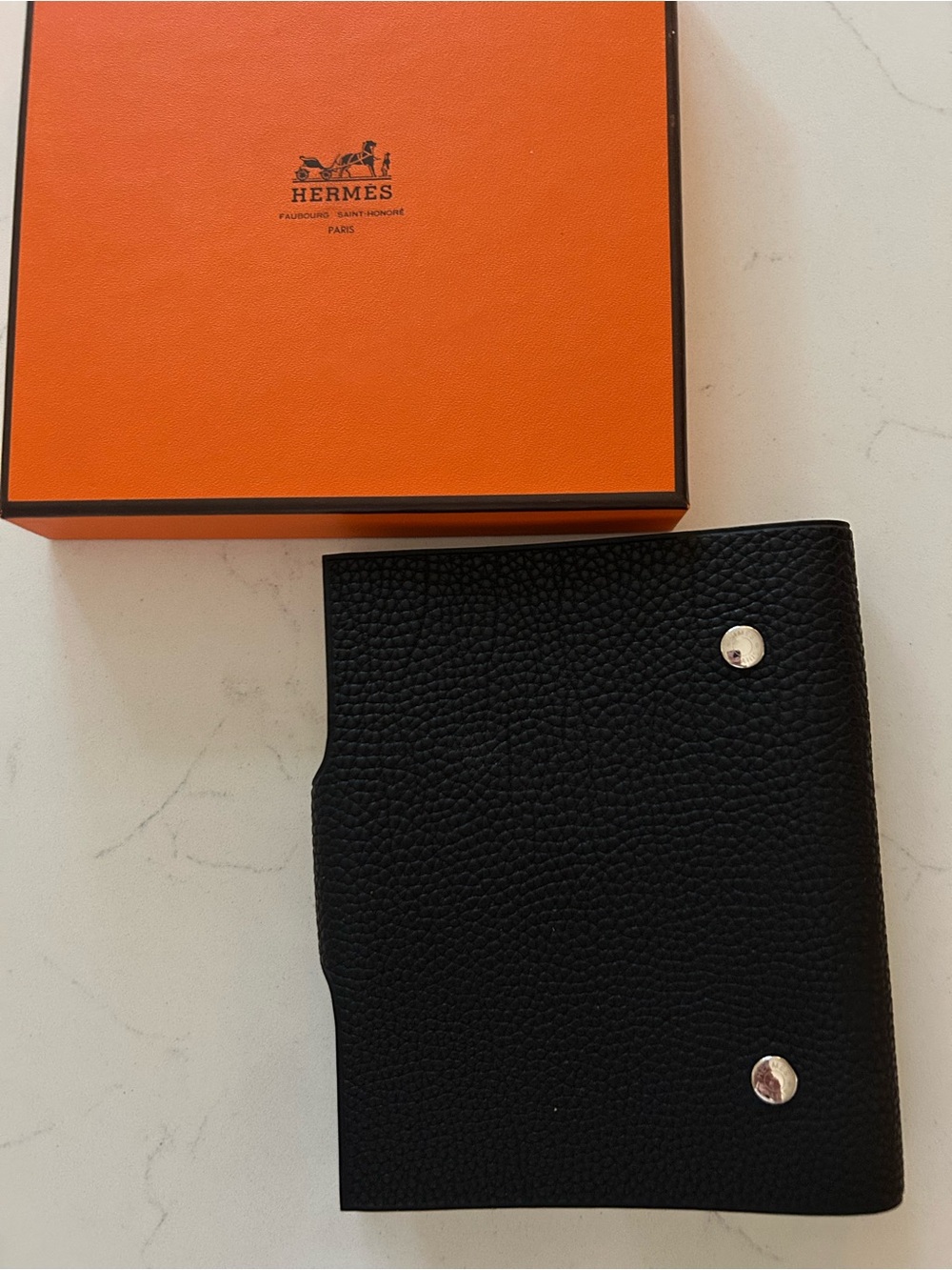 Authentic Hermes TOGO Leather Black Cover Includes Original Lined Notebook - Picture 9 of 11